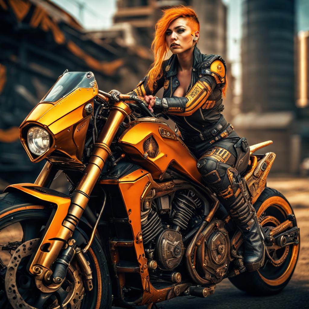 cyberpunk biker babe