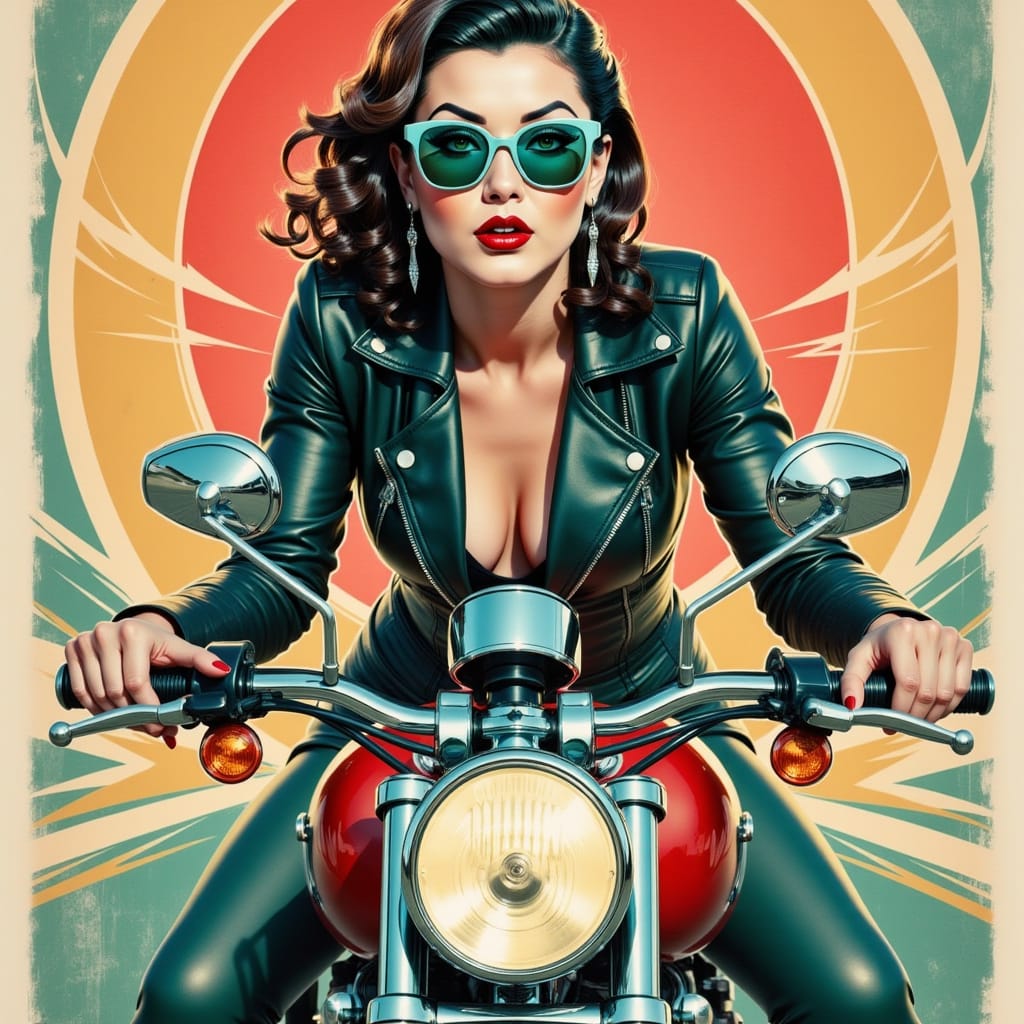bikes and babes pin up graphic art 